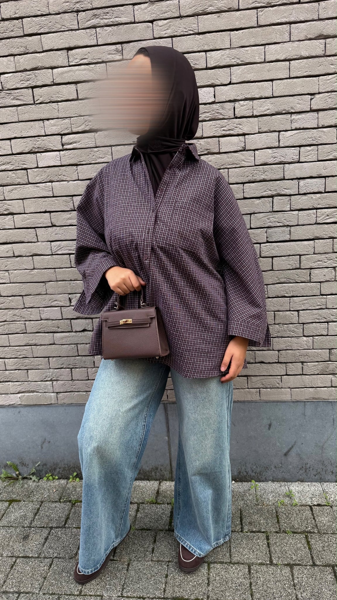 Chemise oversize à petits carreaux