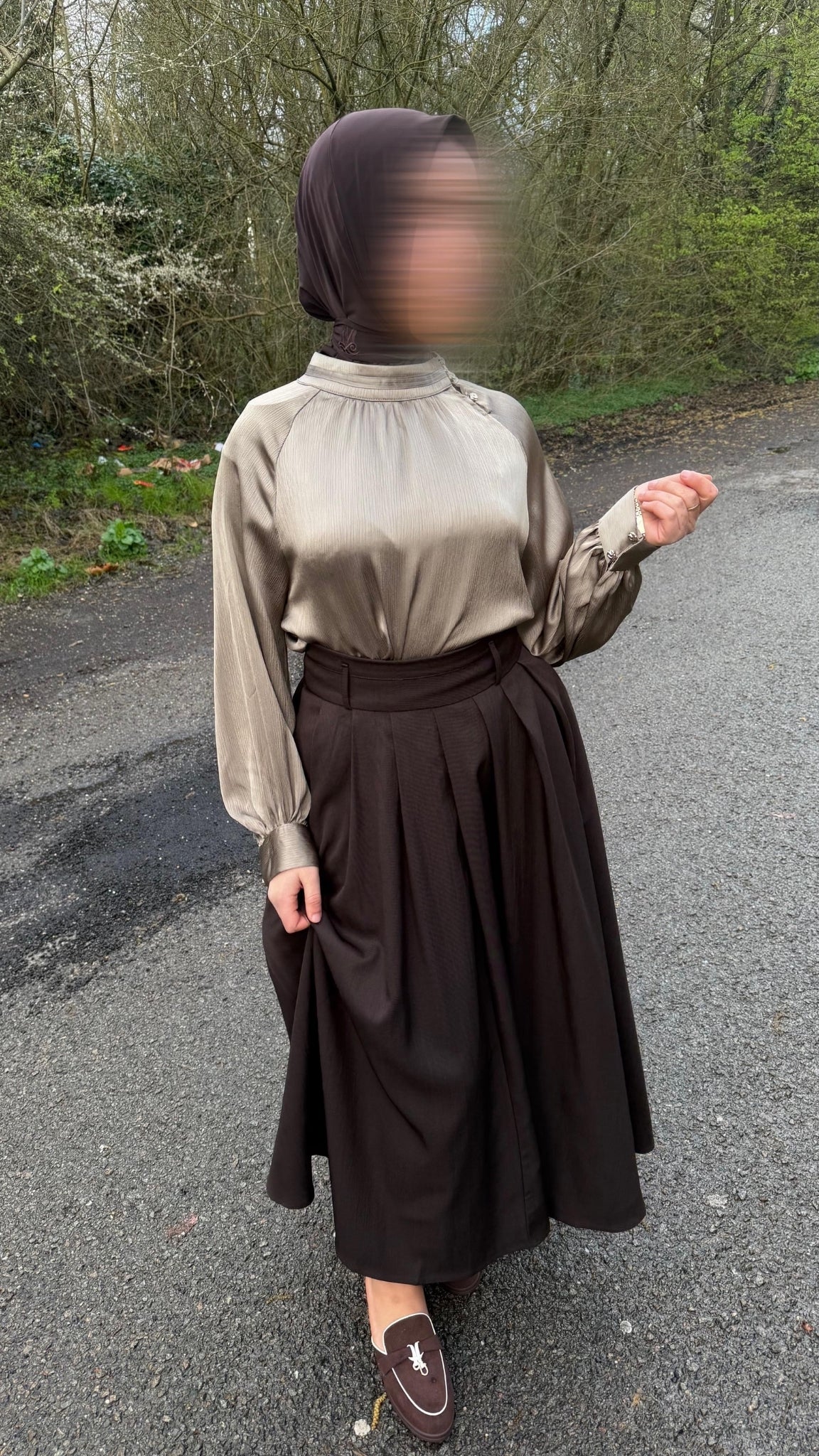 Blouse satinée à manches longues