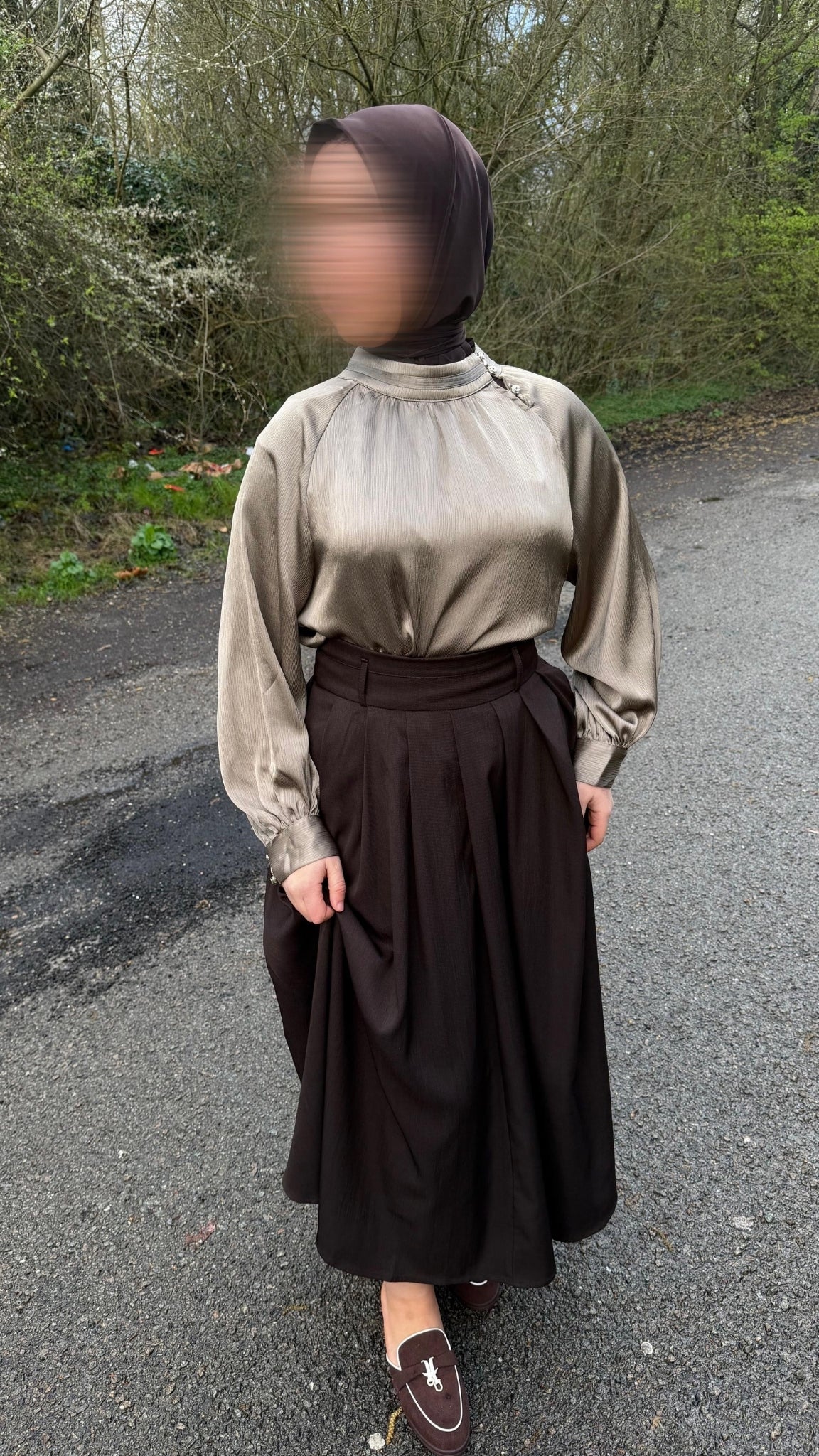 Blouse satinée à manches longues