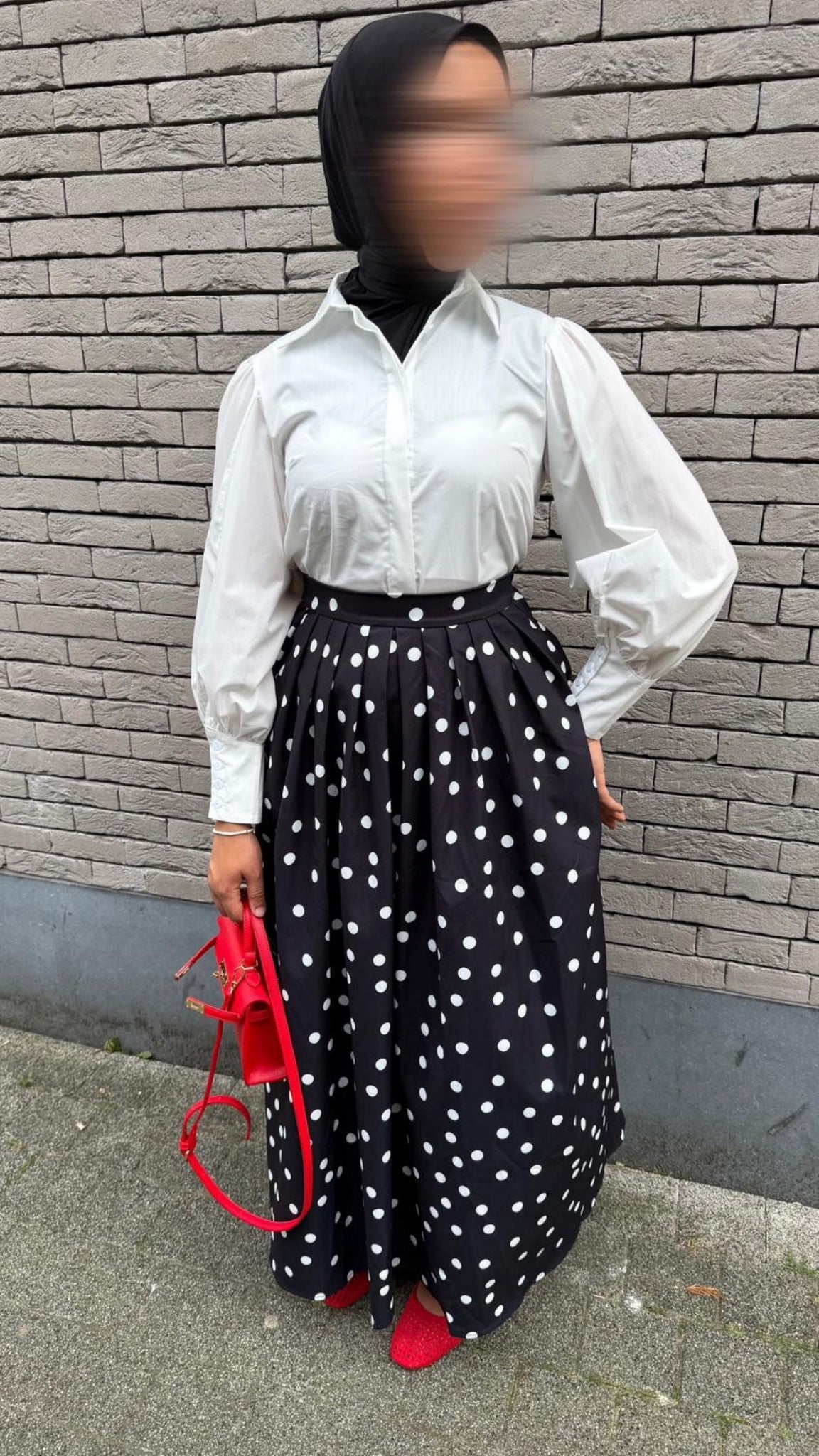 Jupe maxi à pois coupe rétro