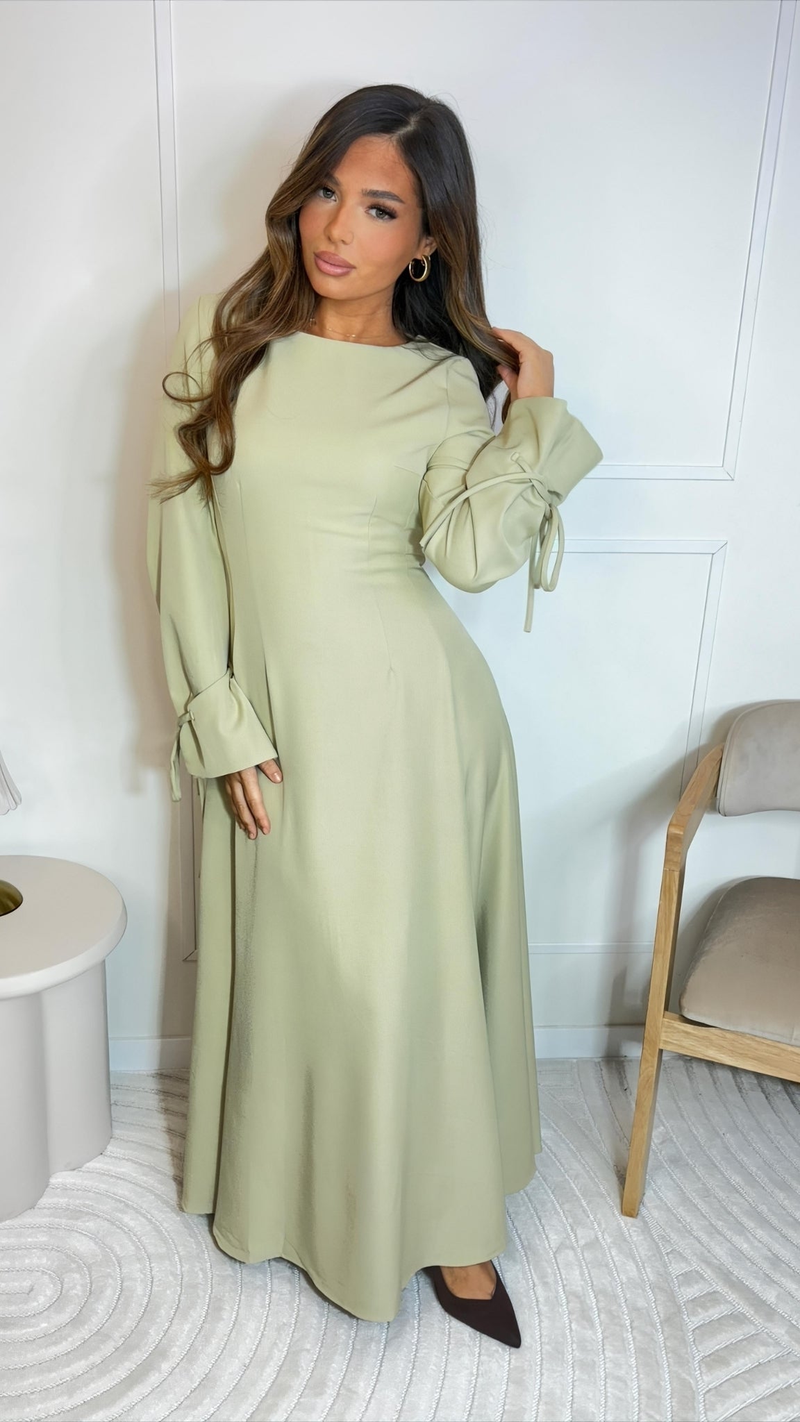 Robe Longue Manches Nouées