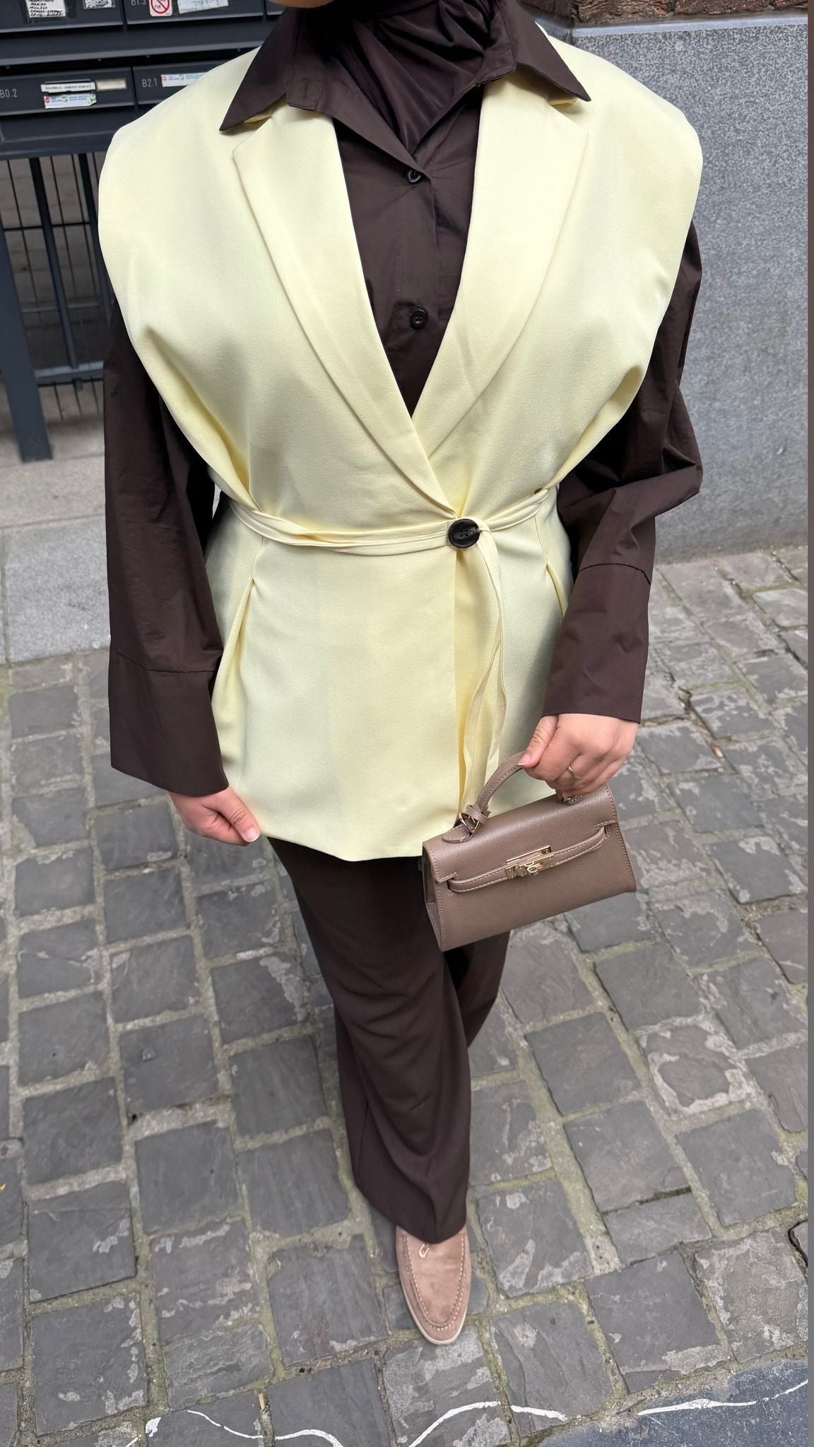 Blazer long à ceinture nouée