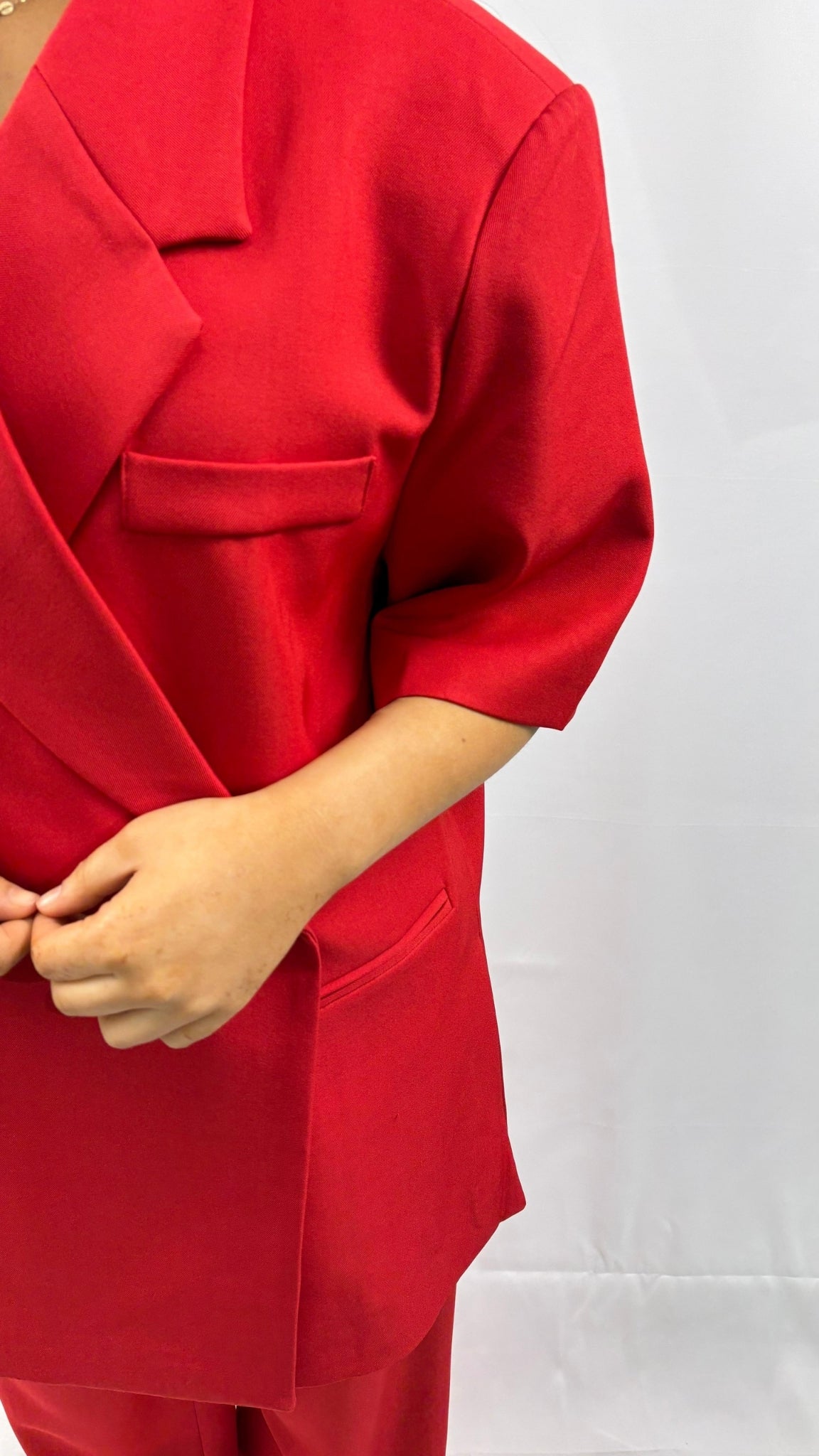 Blazer croisé manches courtes structuré