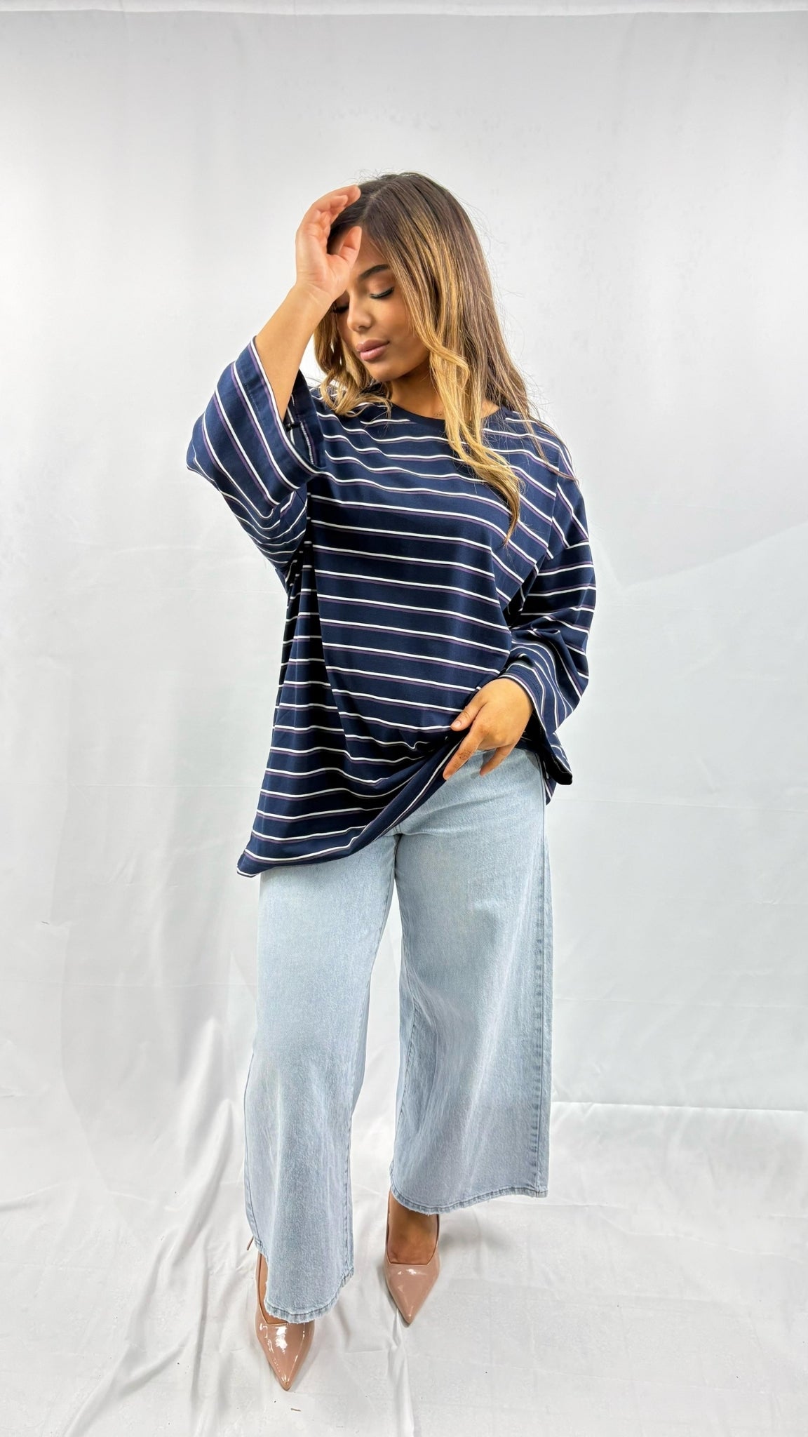 T-shirt oversize à rayures marinières